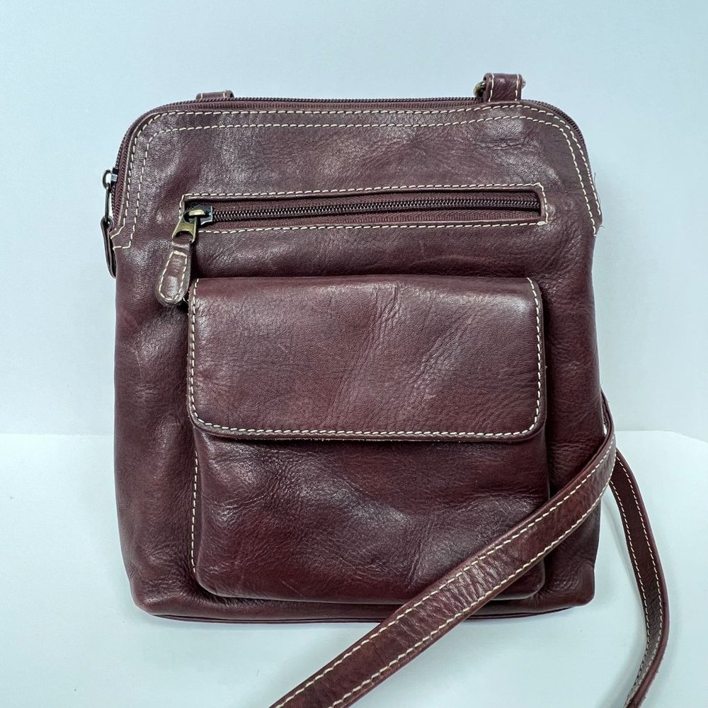 Chaos Leather Collection Brown Leather Crossbody Bag‎ Adjustable Shoulder Strap